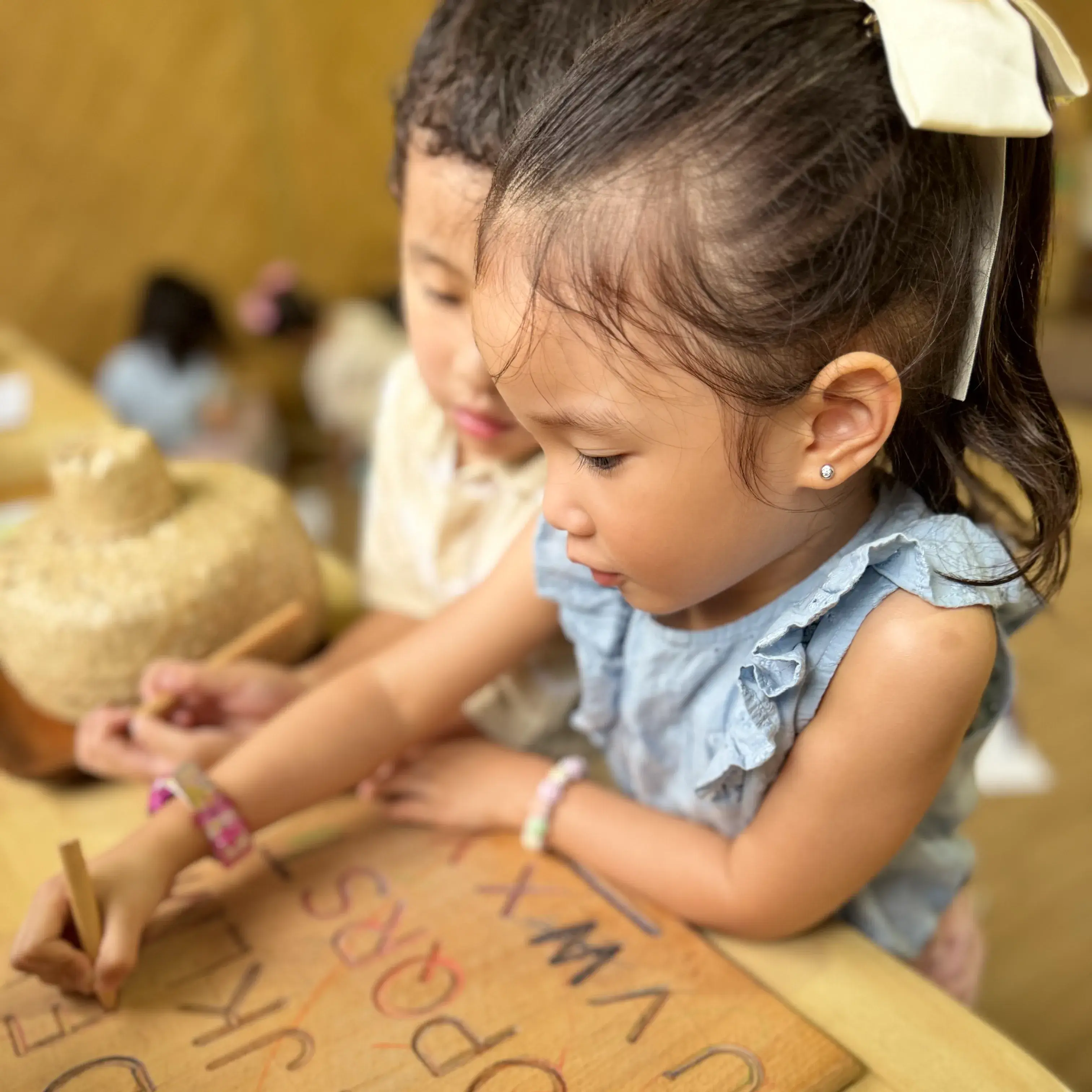 Children sharing and helping one another